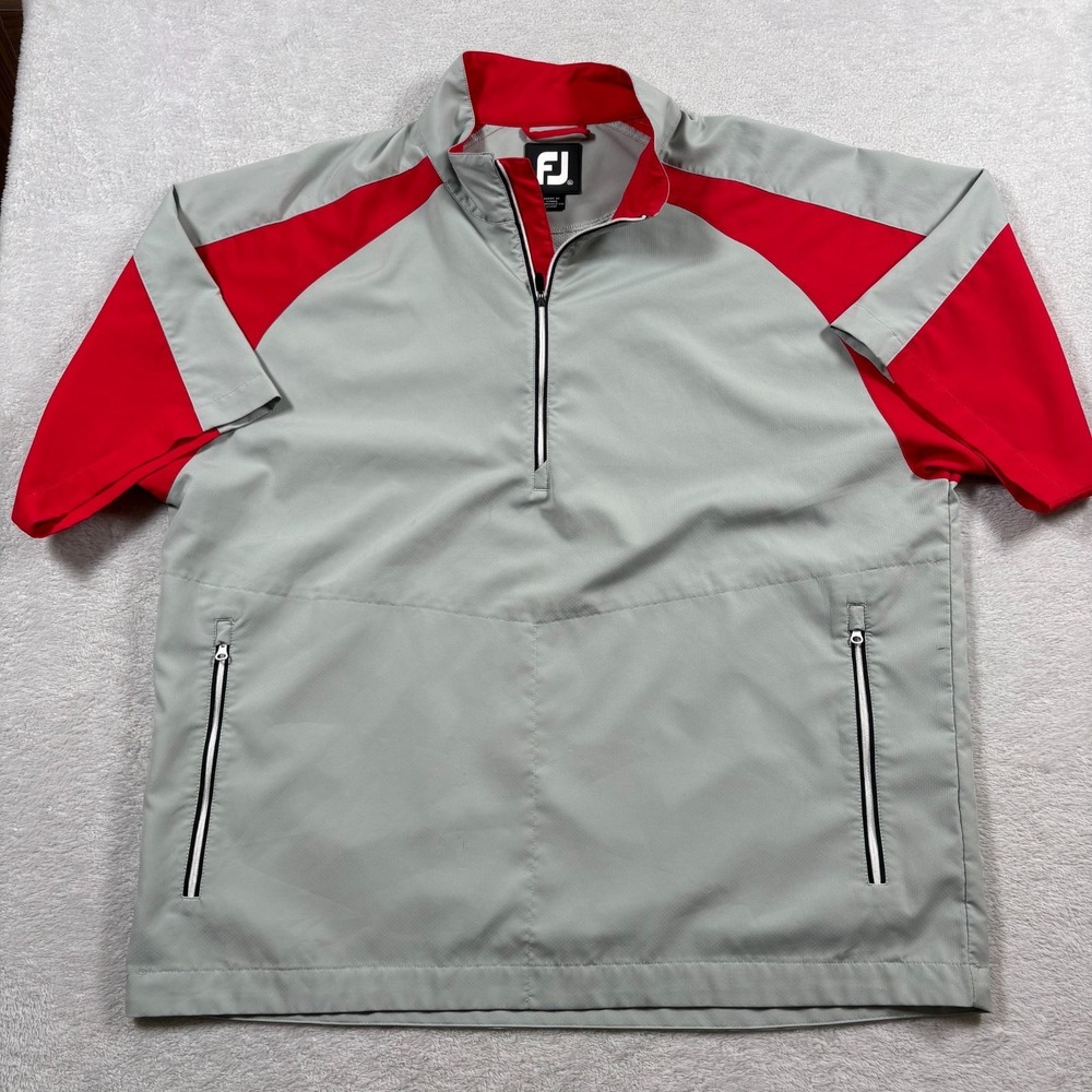 Footjoy Golf Jacket Mens XL Gray Colorblock‎ Wind Resistant Performance 1/4 Zip